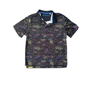 Robert Graham‎ Shark Attack Performance Golf Polo Shirt Me's XL All Over Print